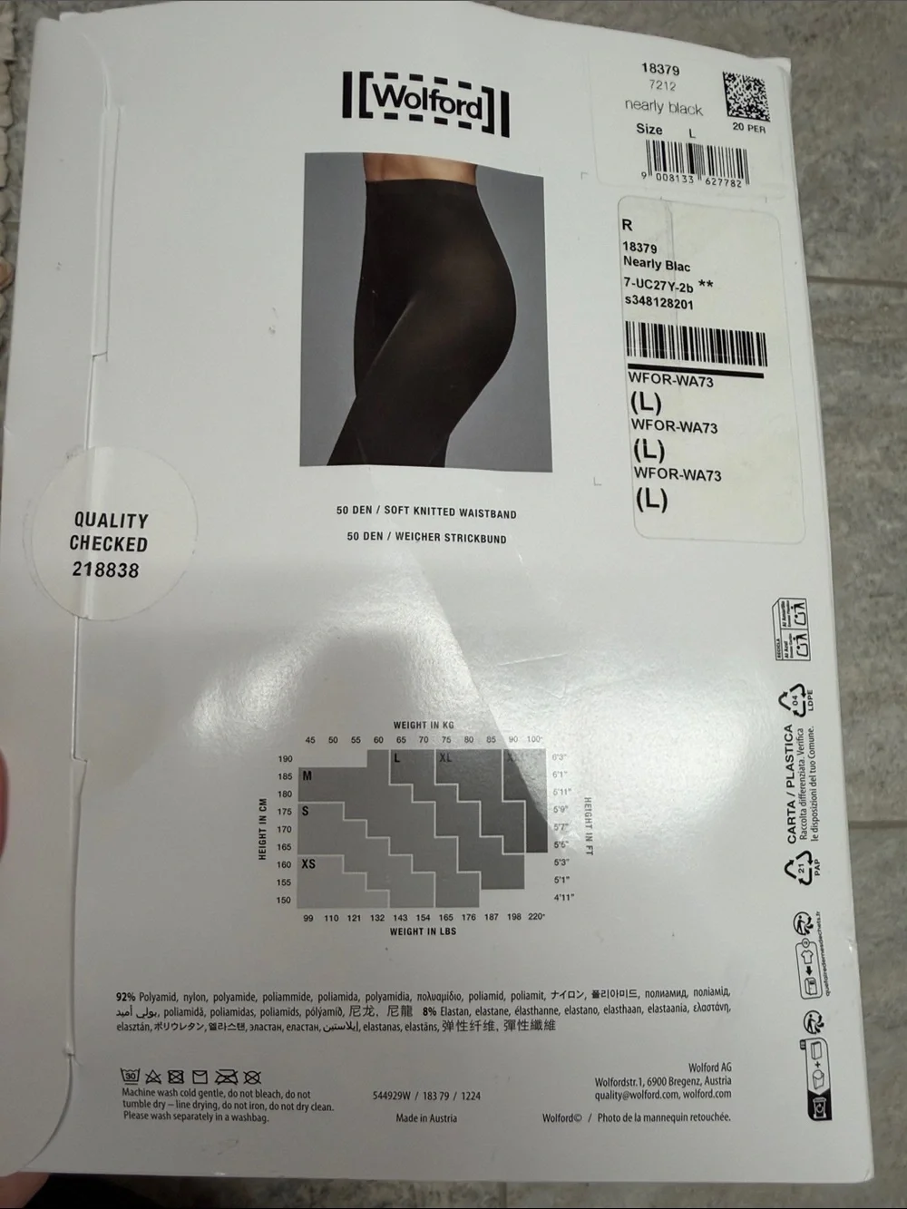 Wolford Satin Opaque 50 Tights in Nearly Black